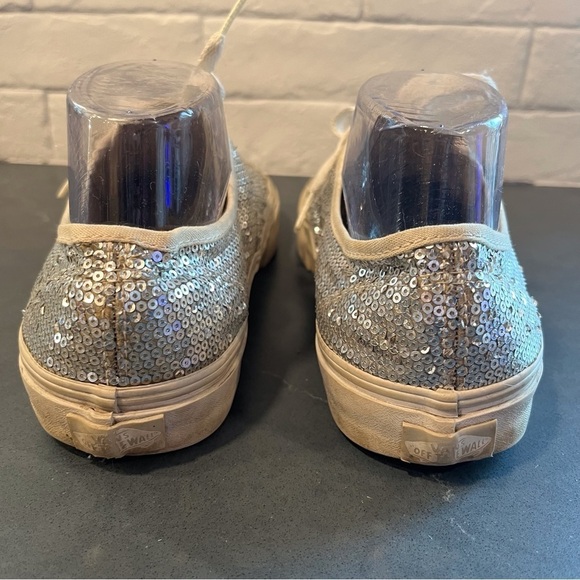 Vans sz 9 silver sequin sneakers lace-up sparkly - Picture 6 of 16